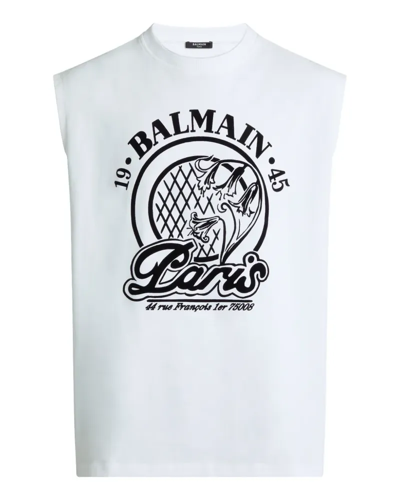 Balmain Beflocktes  Tanktop - Weiß Weiß