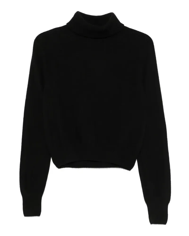 Baserange Rollkragenpullover mit geripptem Saum - Schwarz Schwarz