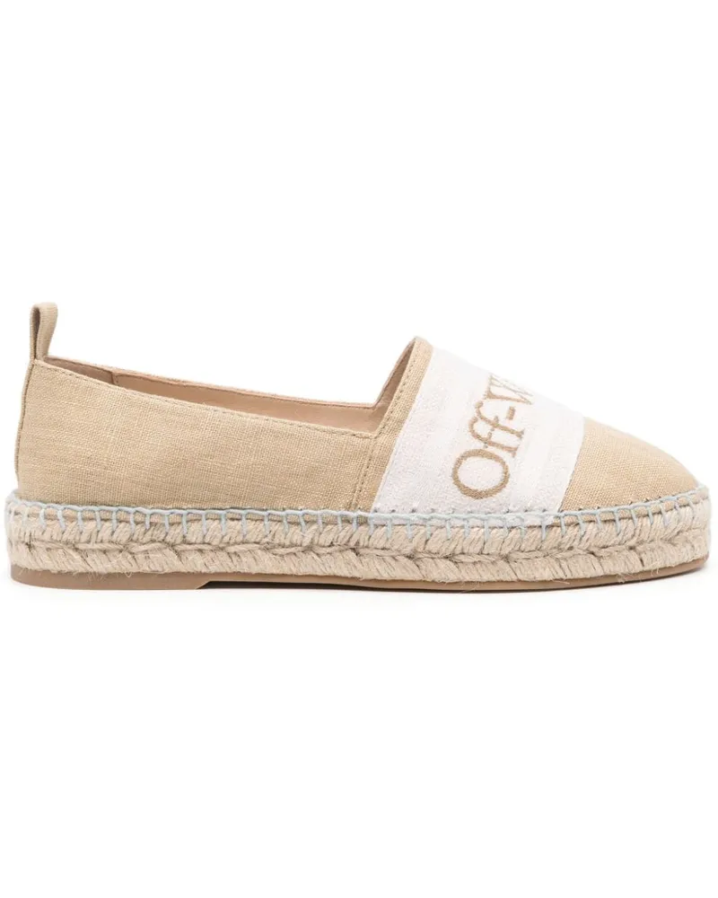 OFF-WHITE Bookish Espadrilles aus Leinen Nude