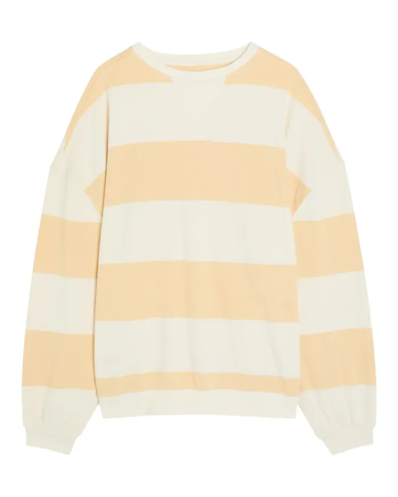 Free People We The Free striped crew-neck cotton sweatshirt - Nude Nude