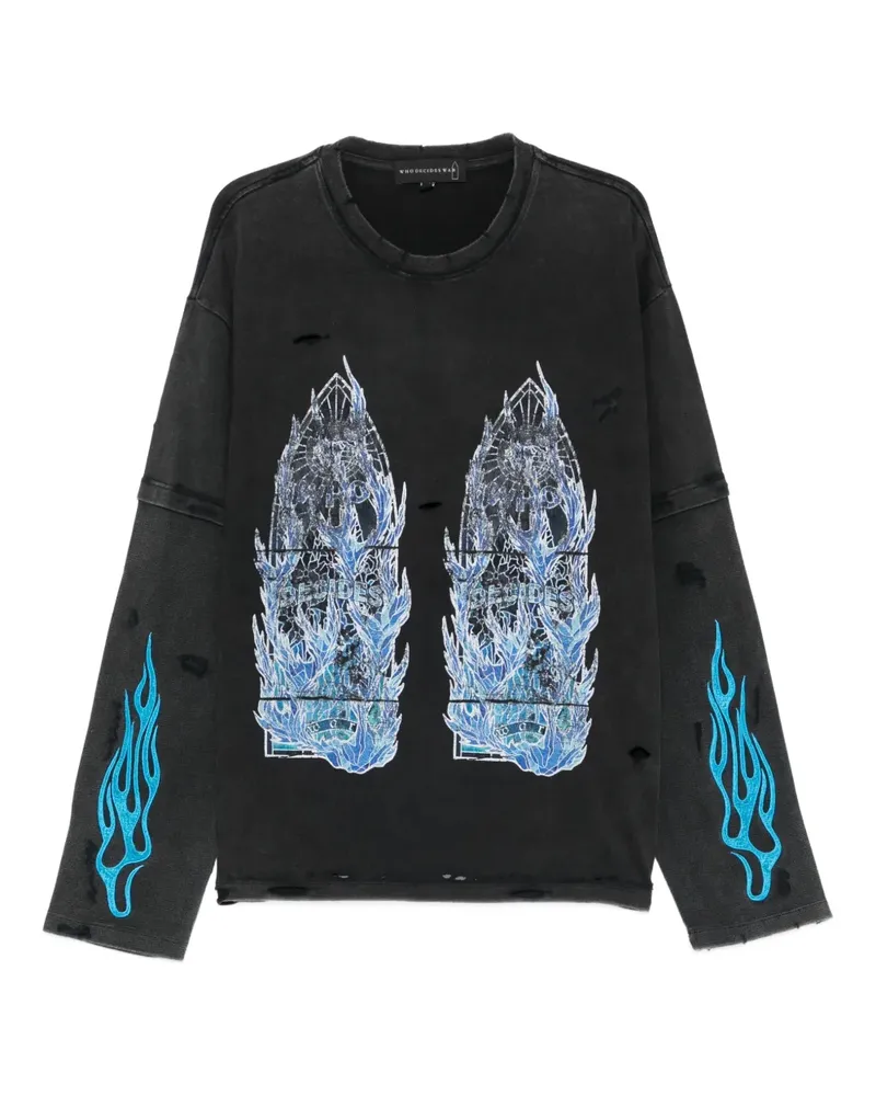 WHO DECIDES WAR Flame Glass sweatshirt - Grau Grau