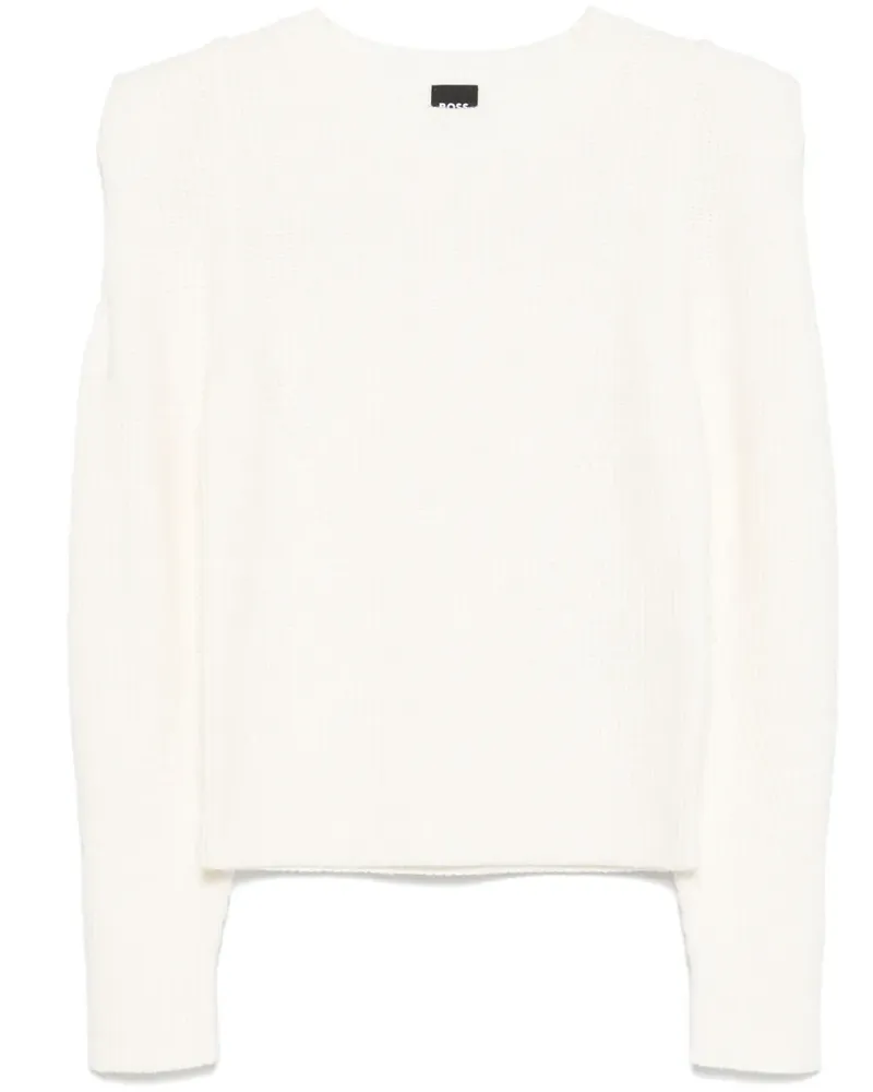 HUGO BOSS Gestrickter Pullover mit Schulterdetail - Weiß Weiß