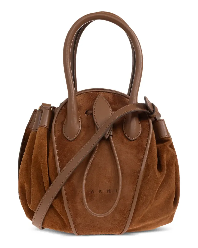 Marni small Tulipea leather tote bag - Braun Braun