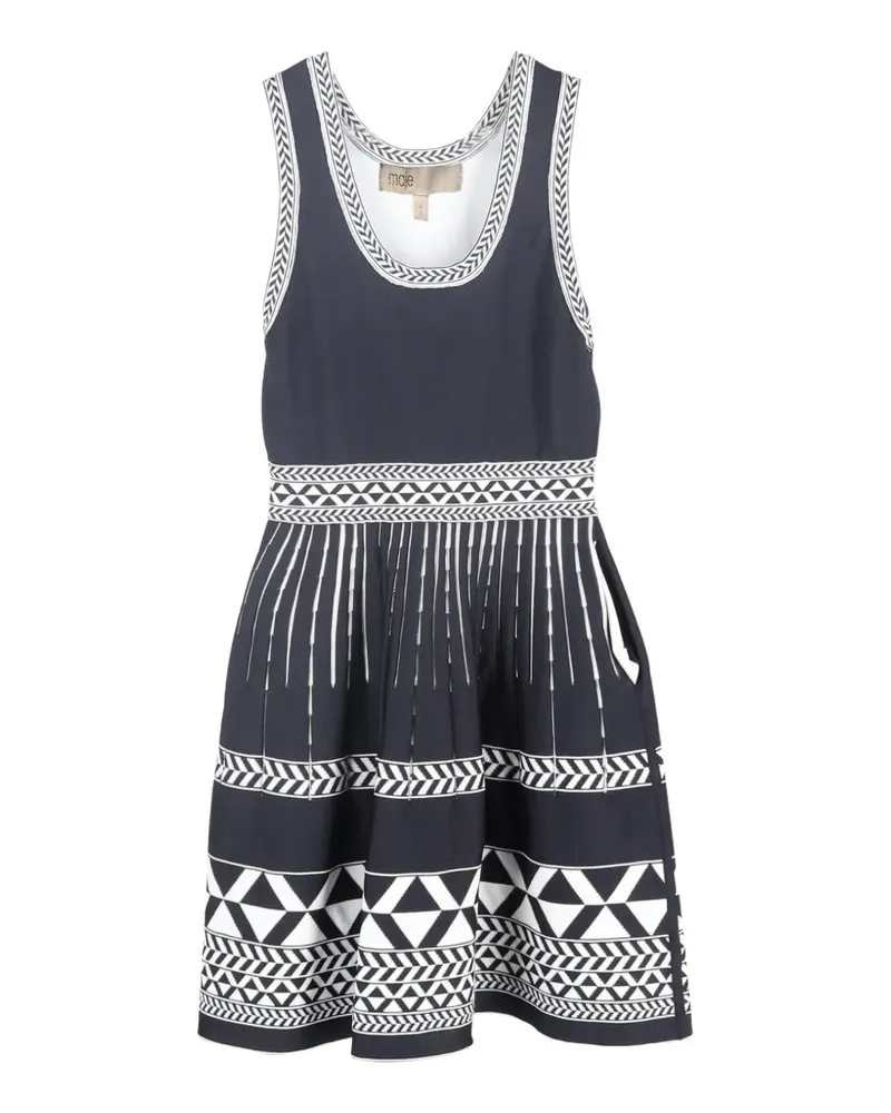 Maje Geripptes Minikleid - Schwarz Schwarz