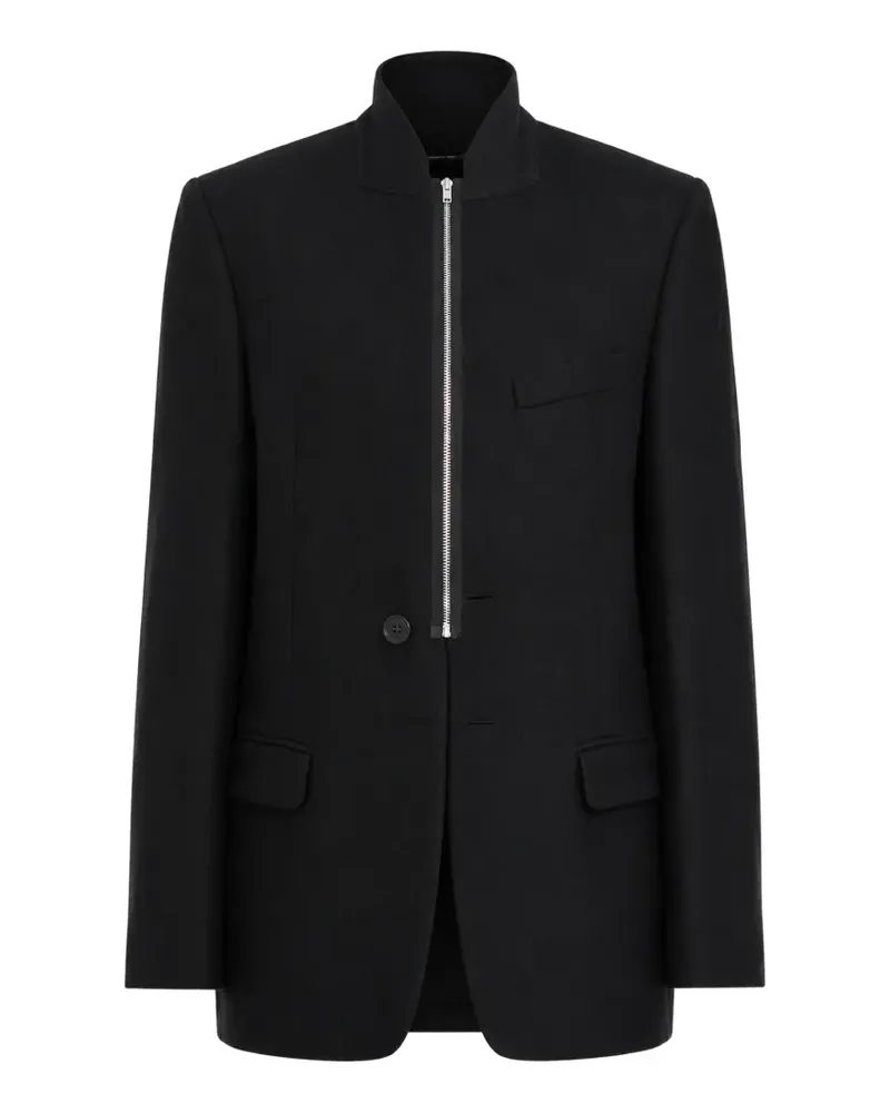 Maison Margiela zip-front flannel blazer - Schwarz Schwarz