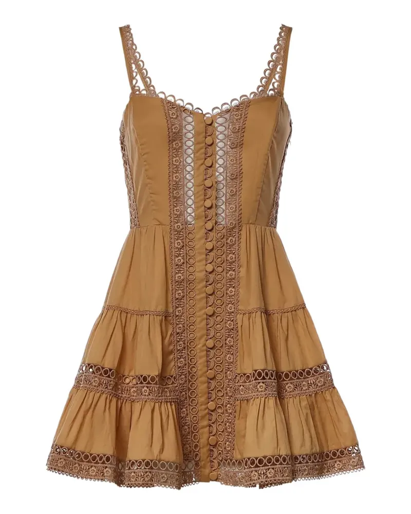 Charo Ruiz Gestuftes Lenora Minikleid aus Guipure-Spitze - Braun Braun