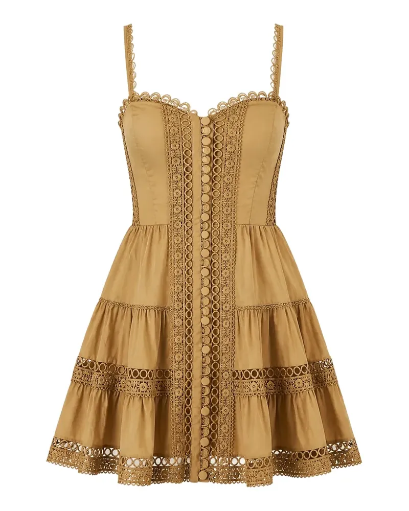 Charo Ruiz Lenora guipure-lace tiered mini dress - Braun Braun