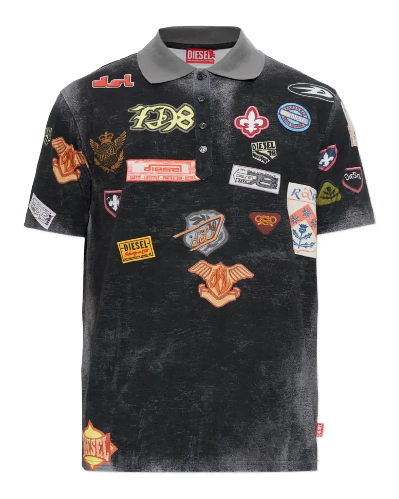 Diesel Poloshirt mit Patch-Detail - Schwarz Schwarz