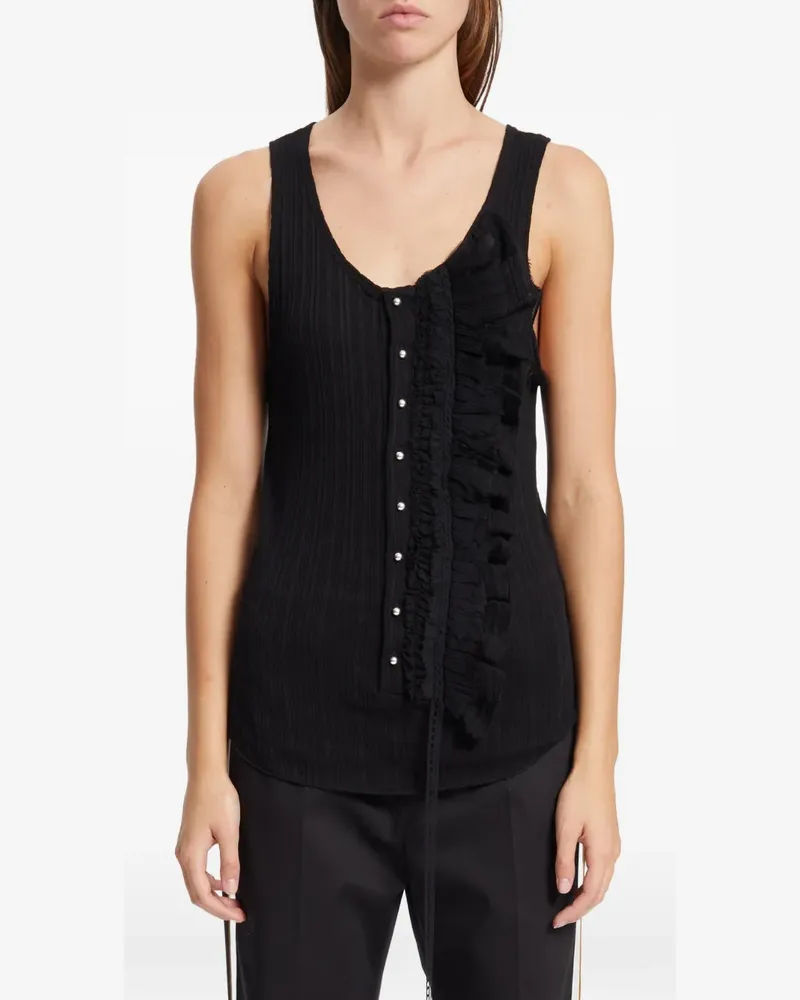 Ann Demeulemeester Rase Serafino ruffled ribbed-knit tank top - Schwarz Schwarz