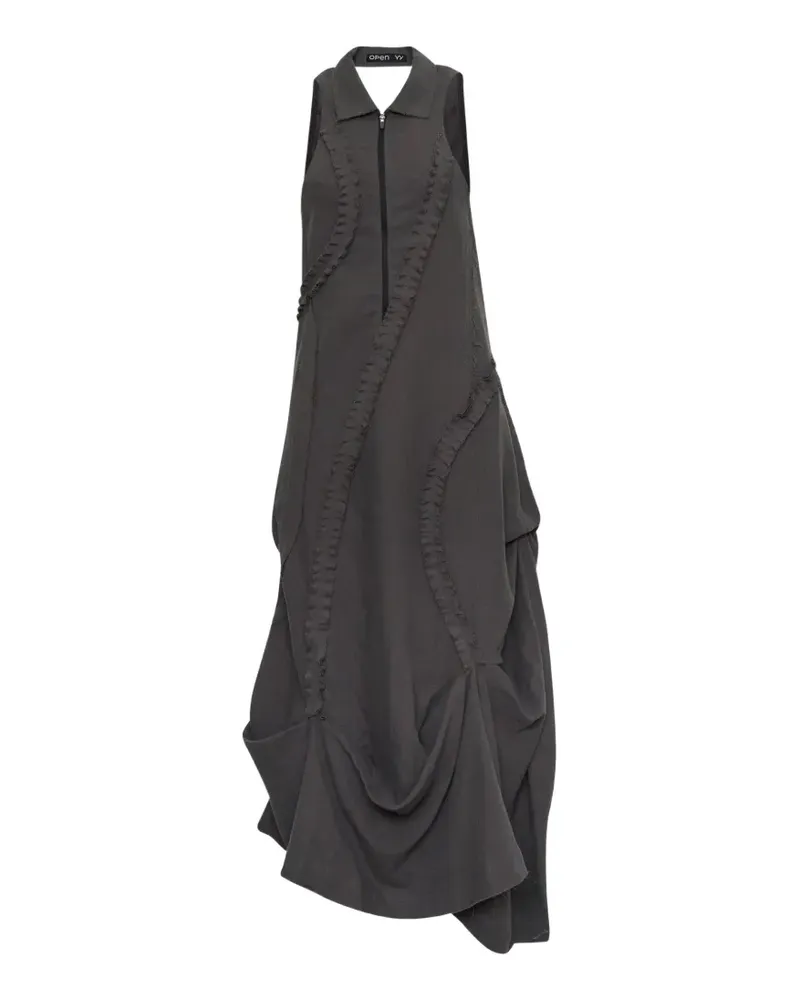 OPEN YY ruffle-trimmed maxi dress - Grau Grau