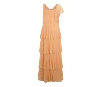 ruffled silk-chiffon maxi dress - Orange