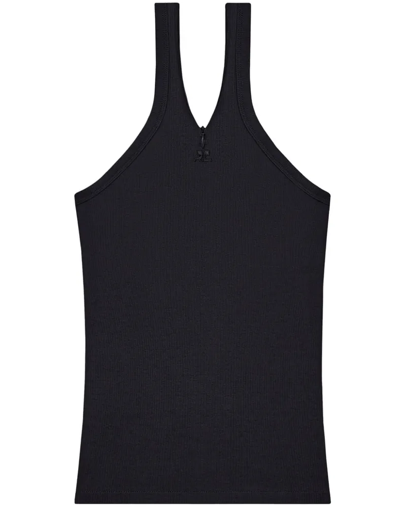 Courrèges Geripptes Trägershirt mit Logo - Schwarz Schwarz