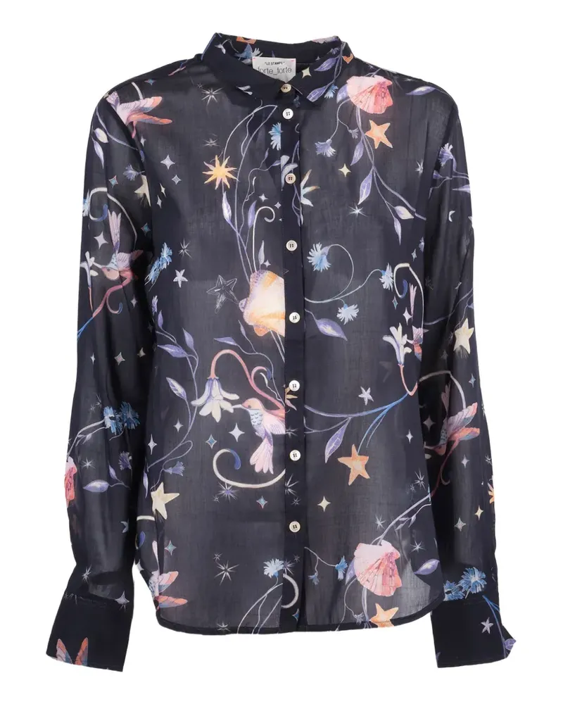 forte_forte Deliverance Voile-Hemd mit Blumen-Print - Blau Blau