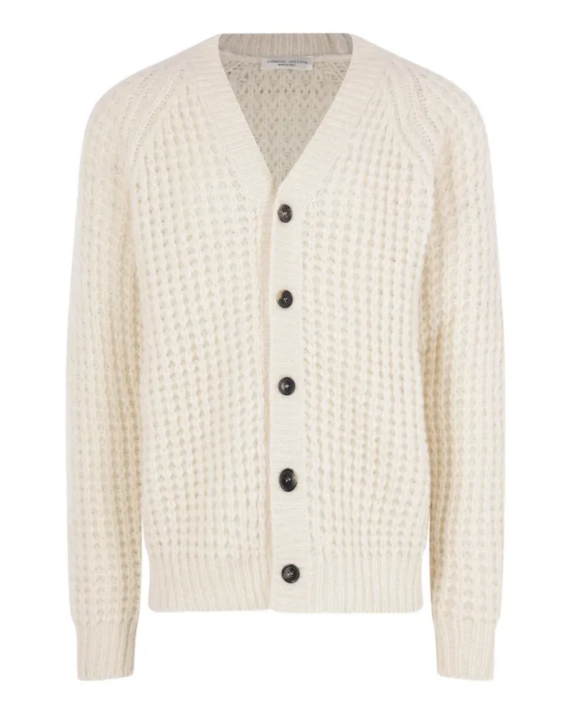 Roberto Collina waffle-knit V-neck cardigan - Weiß Weiß