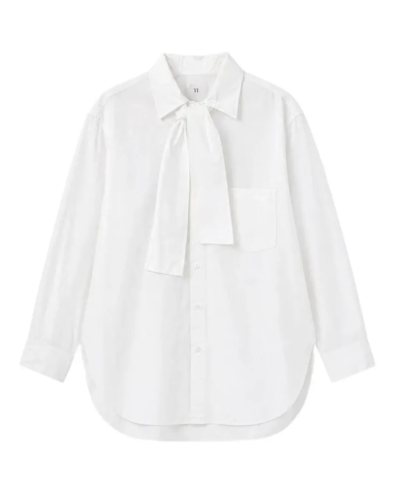Yohji Yamamoto tie-neck chest-pocket shirt - Weiß Weiß