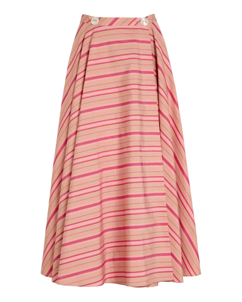 Thierry Colson Audrey striped button-fastening maxi skirt - Nude Nude