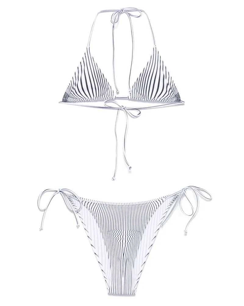 Jean Paul Gaultier Gestreifter Bikini - Weiß Weiß