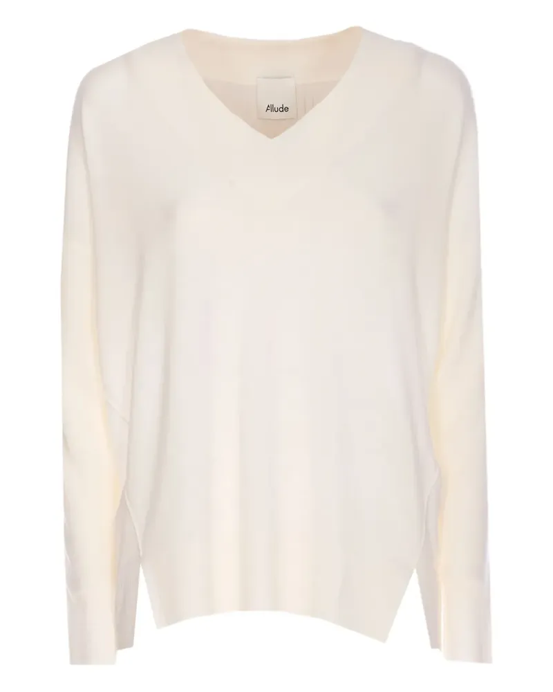 ALLUDE Pullover mit V-Ausschnitt - Weiß Weiß