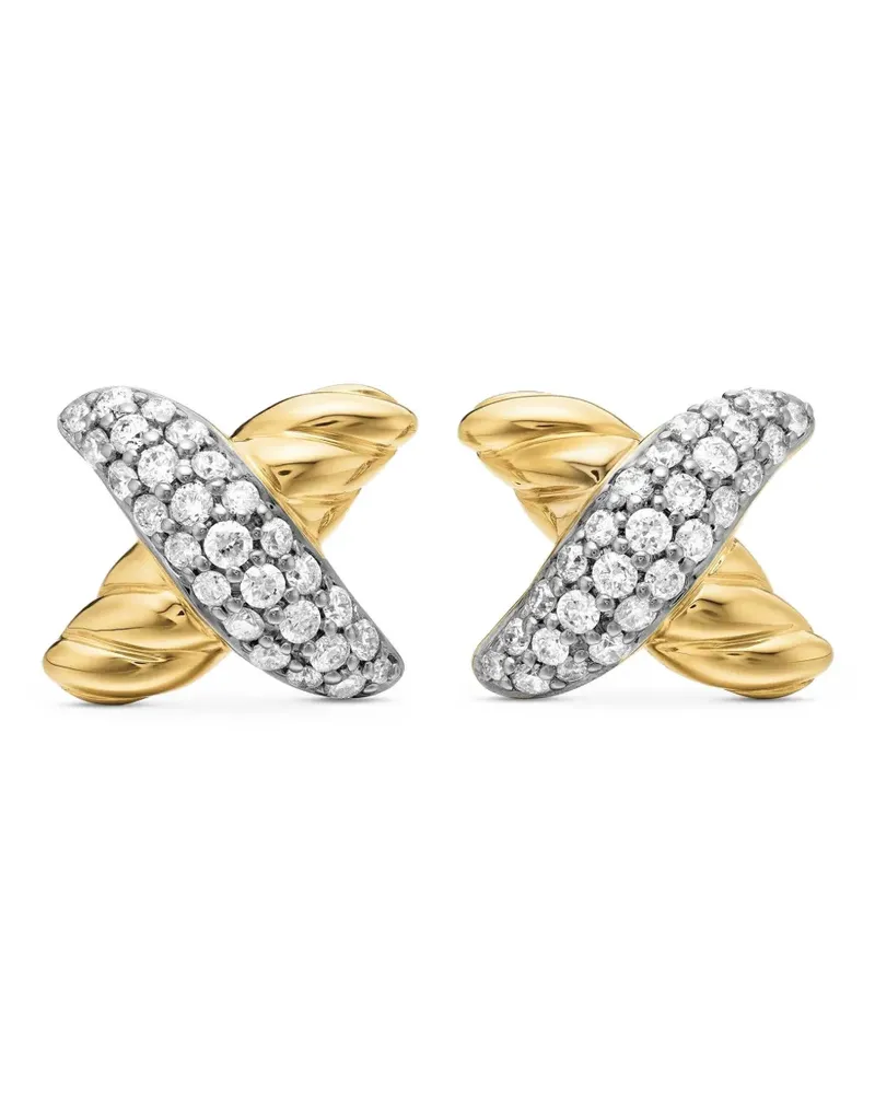 David Yurman 18kt Petite X Gelbgoldohrstecker mit Diamanten 8,4mm Gold