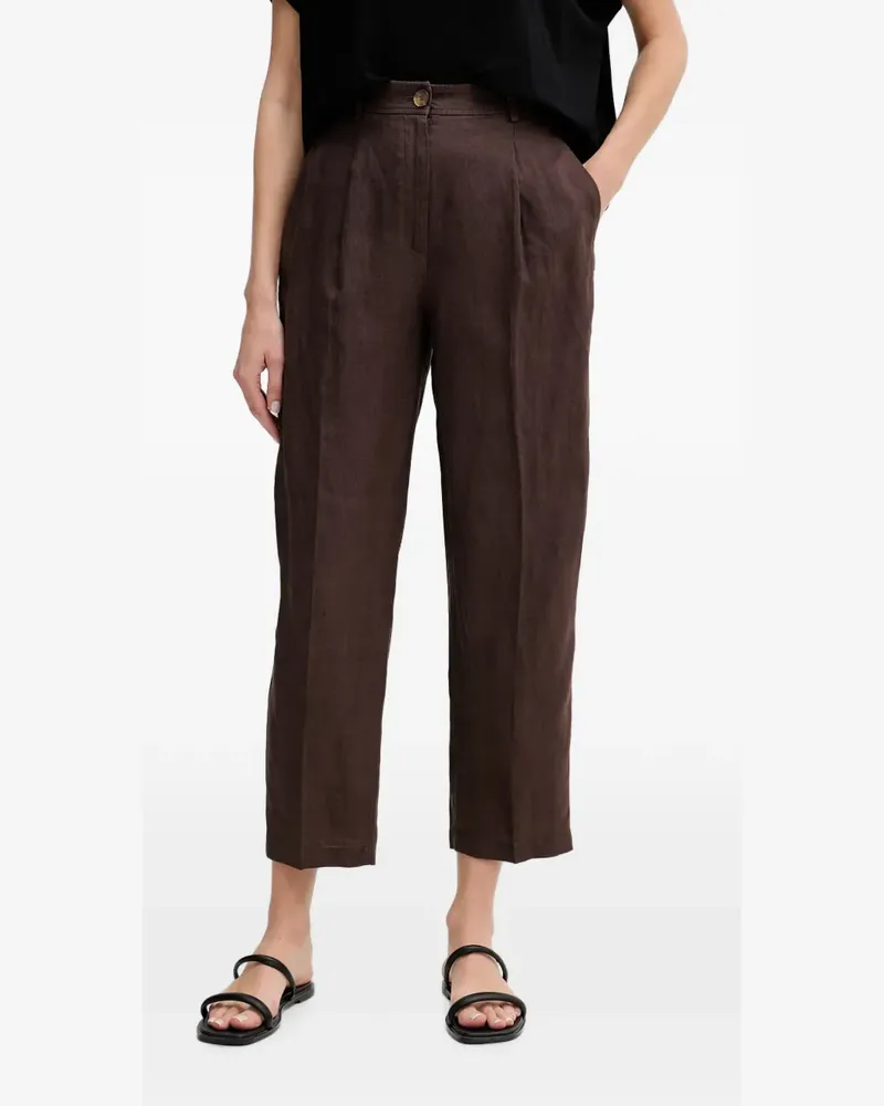 Benetton Gerade Cropped-Plisseehose - Braun Braun