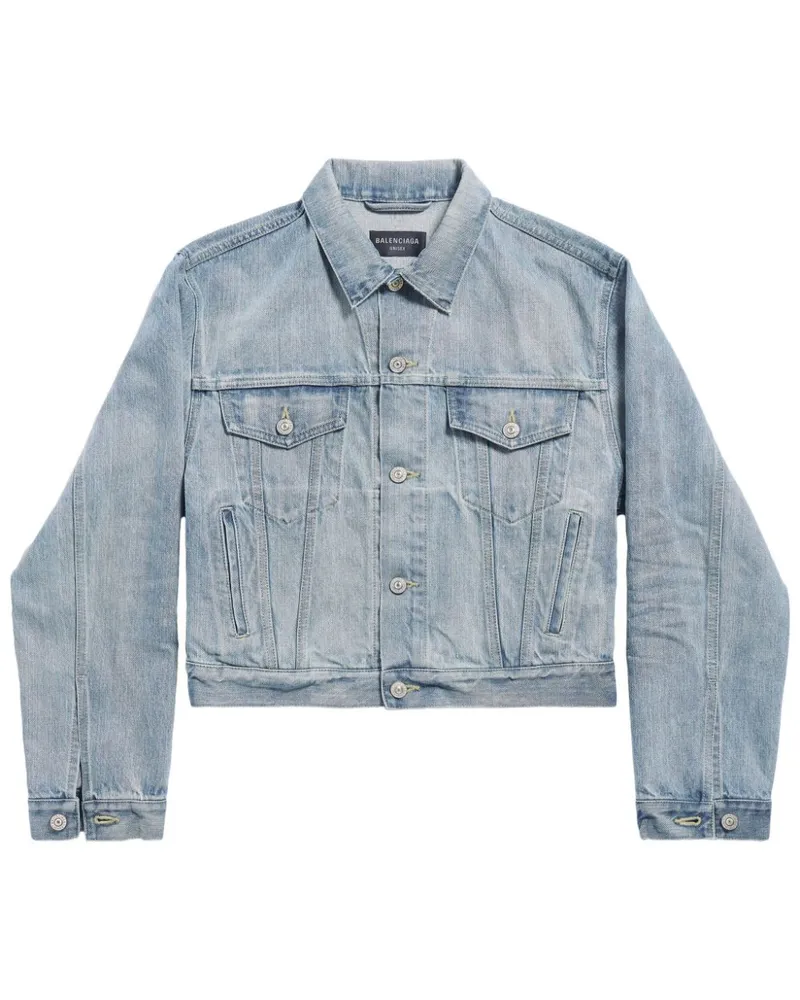 Balenciaga Jeansjacke mit Logo-Print - Blau Blau