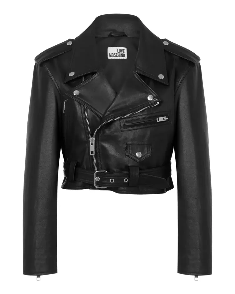 Moschino Cropped-Jacke mit Gürtel - Schwarz Schwarz
