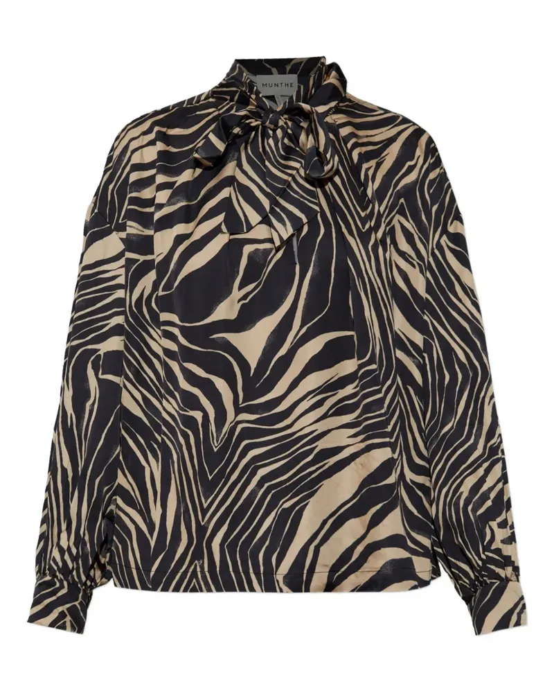 MUNTHE zebra-print tie-neck blouse - Braun Braun