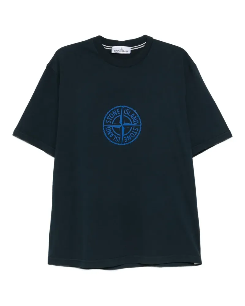Stone Island logo print T-shirt - Blau Blau