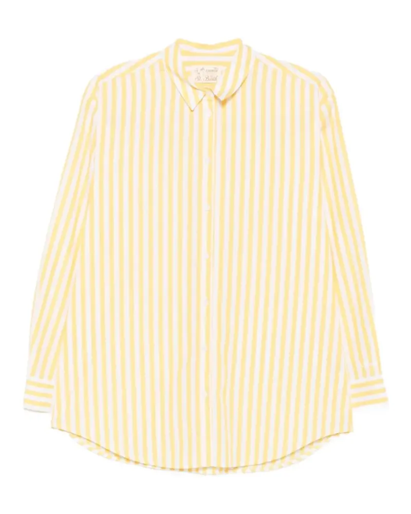 MC2 Saint Barth vertical-stripe embroidered-slogan shirt - Gelb Gelb