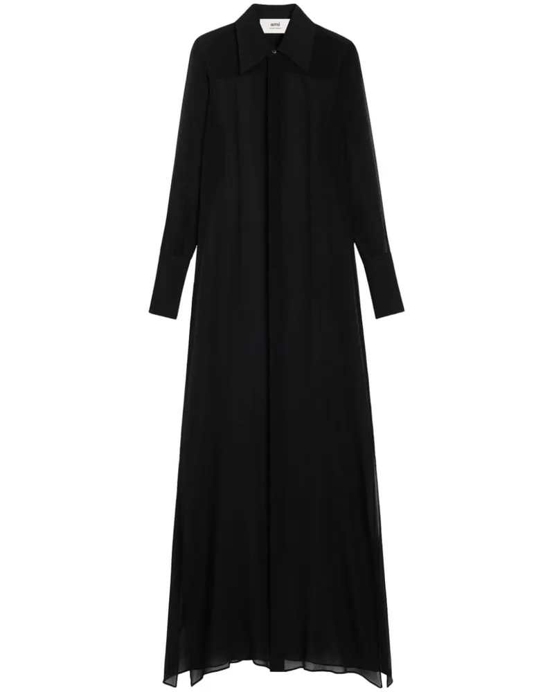 AMI Paris Transparentes Seidenkleid - Schwarz Schwarz