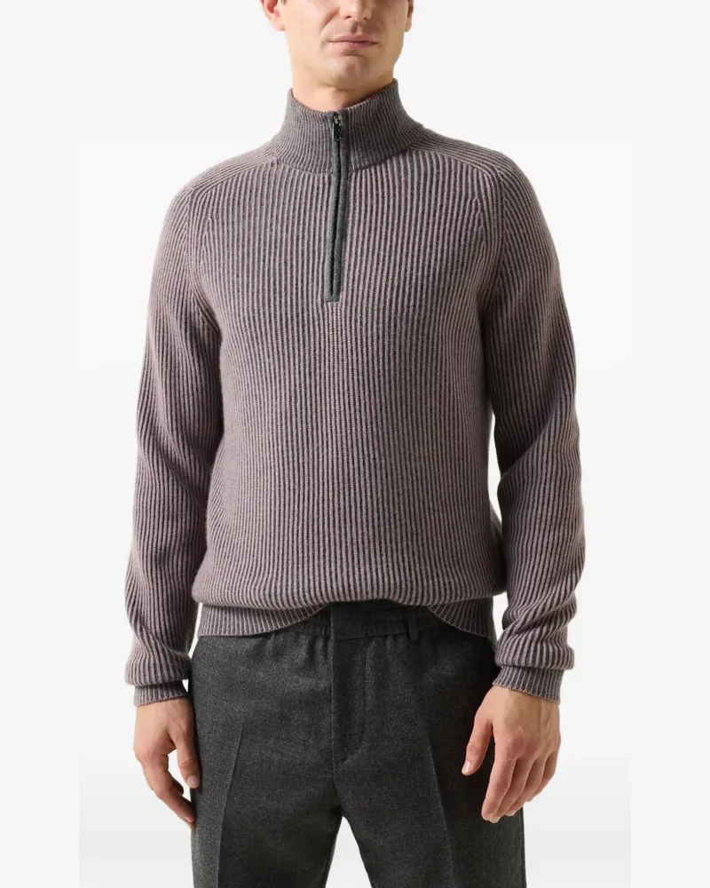 Bogner Gerippter Dwayne Pullover mit kurzem Reißverschluss - Violett Violett