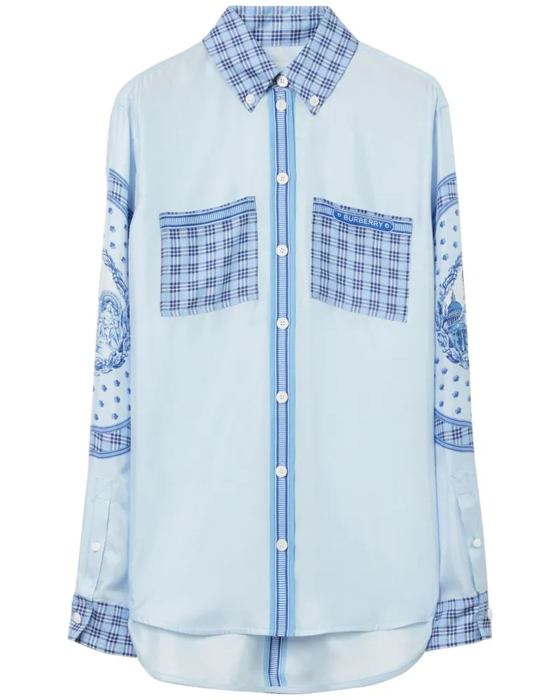 Burberry Seidenhemd mit Monument-Print - Blau Blau