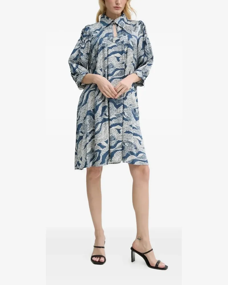 BRUUNS BAZAAR Minikleid mit abstraktem Print - Blau Blau