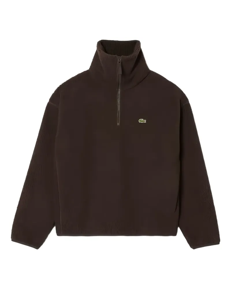Lacoste Gerippter Pullover mit kurzem Reißverschluss - Braun Braun