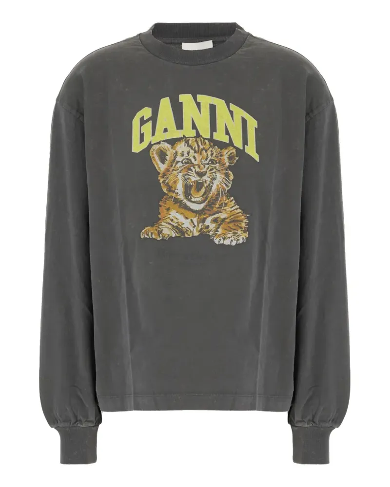 Ganni graphic-print cotton sweatshirt - Grau Grau