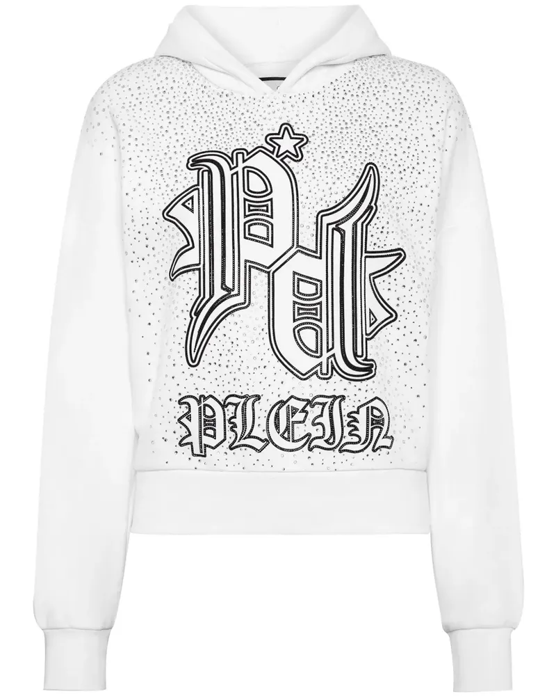 Philipp Plein Gothic Plein Hoodie mit Strass - Weiß Weiß
