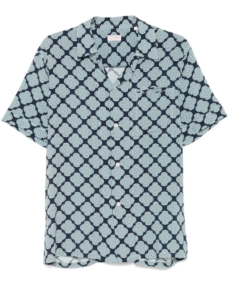 FURSAC Hemd mit abstraktem Muster - Blau Blau