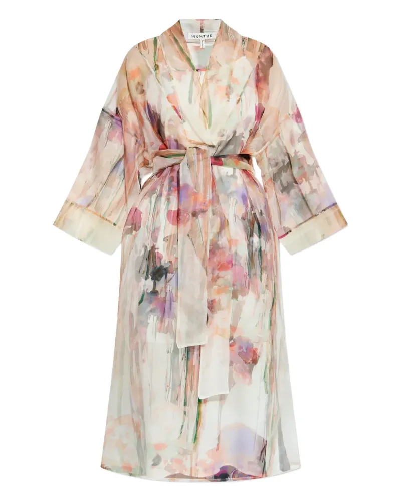 MUNTHE Semi-transparentes Wickelkleid mit Blumen-Print - Nude Nude
