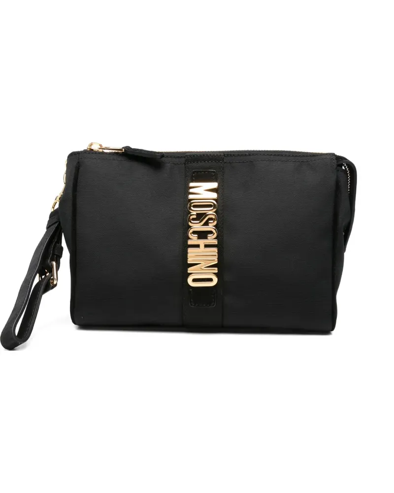 Moschino Clutch mit Logo-Schild - Schwarz Schwarz