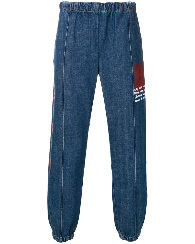 OFF-WHITE Jeans mit "Leonardo da Vinci"-Zitat - Blau Blau