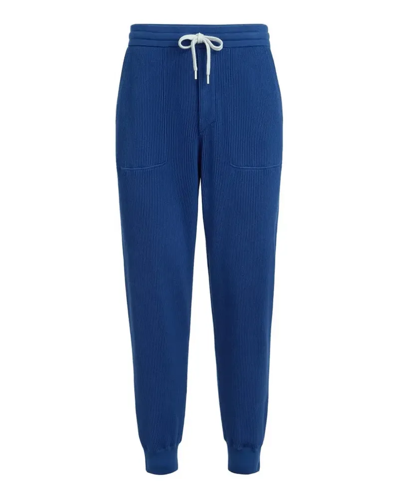 Brunello Cucinelli Jogginghose aus geripptem Strick - Blau Blau