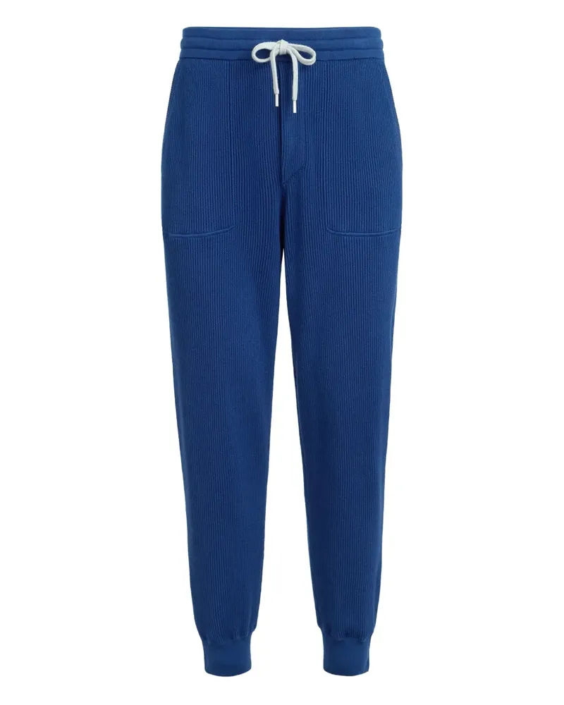 Brunello Cucinelli Jogginghose aus geripptem Strick - Blau Blau