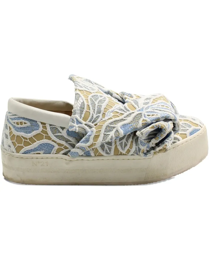 N° 21 knot-detail lace sneakers - Nude Nude