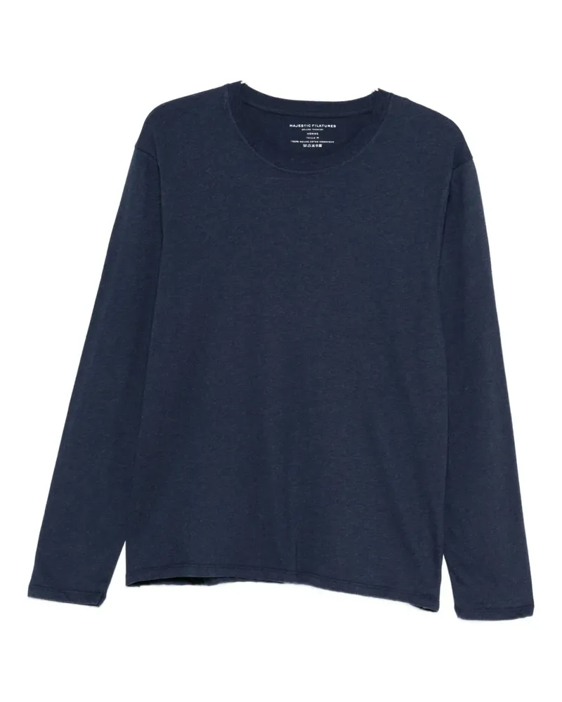 Majestic Klassisches Langarmshirt - Blau Blau
