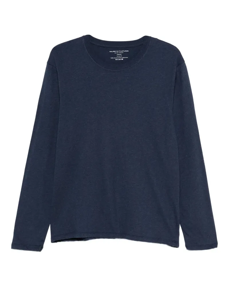 Majestic Klassisches Langarmshirt - Blau Blau