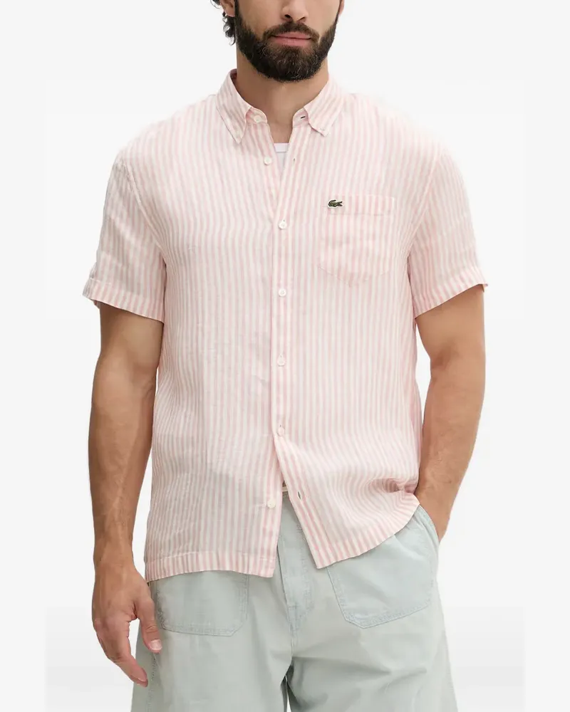 Lacoste striped short-sleeve linen shirt - Rosa Rosa