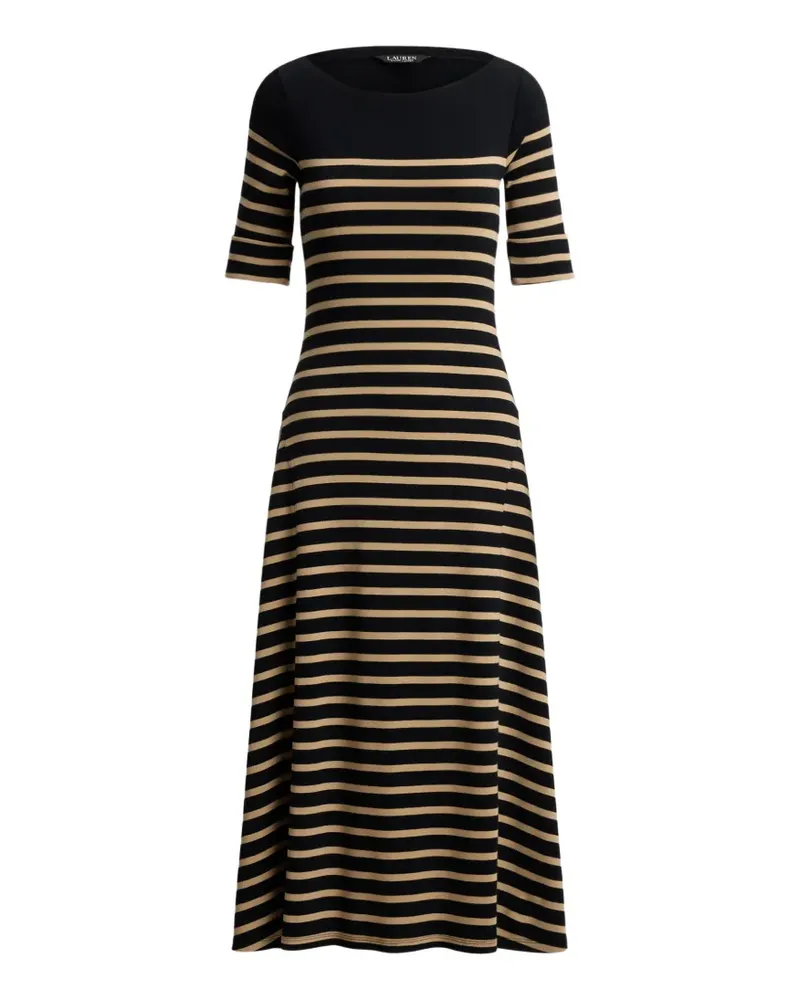Ralph Lauren Geripptes Midikleid mit Breton-Streifen - Schwarz Schwarz
