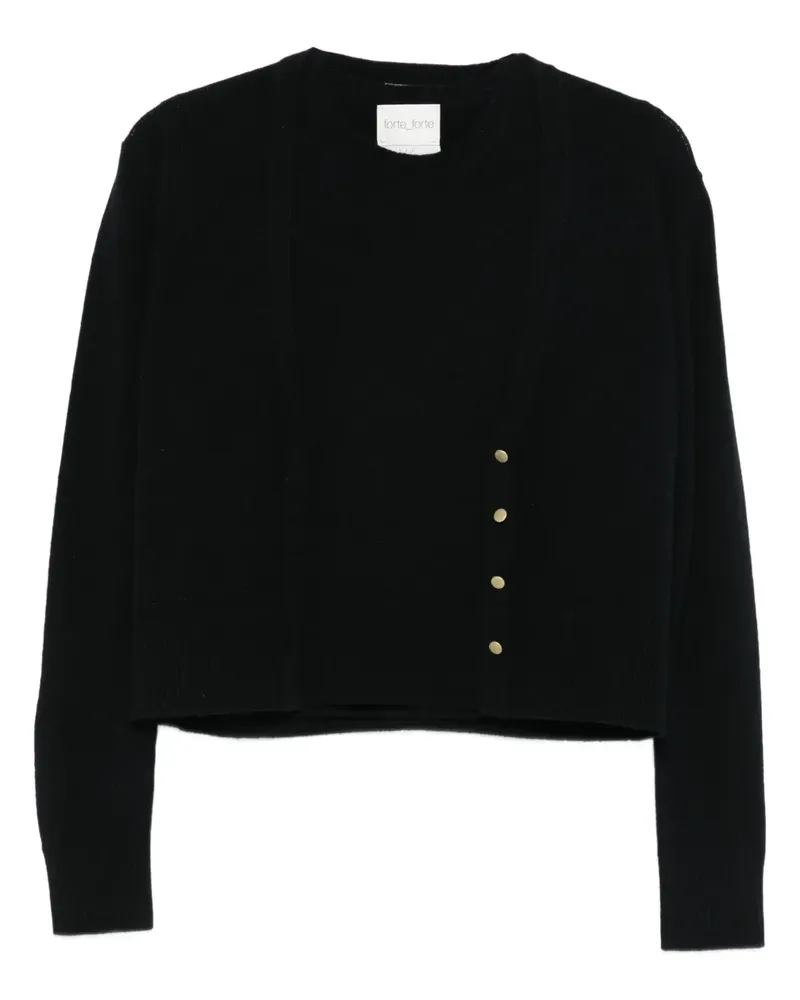 forte_forte Klassischer Cropped-Cardigan - Schwarz Schwarz