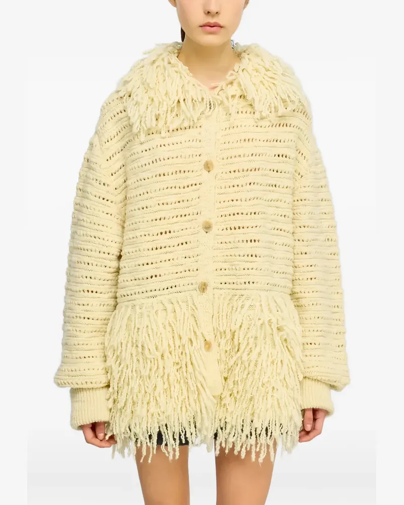 Semicouture Oversized-Cardigan mit Fransen - Weiß Weiß
