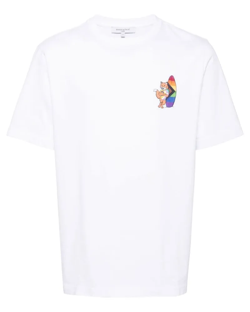 Kitsuné T-Shirt aus Baumwolle Weiß